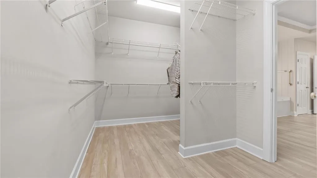 Spacious closet with wood finished floors