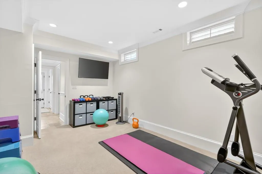 Terrace level flex room: Exercise or bunk room or au pair bedroom