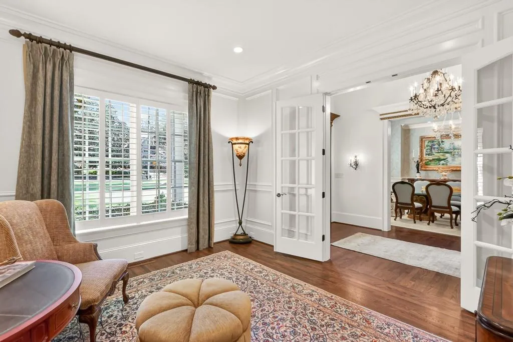 Private Den/Office - high ceilings, crown molding, french doors, hardwood floors