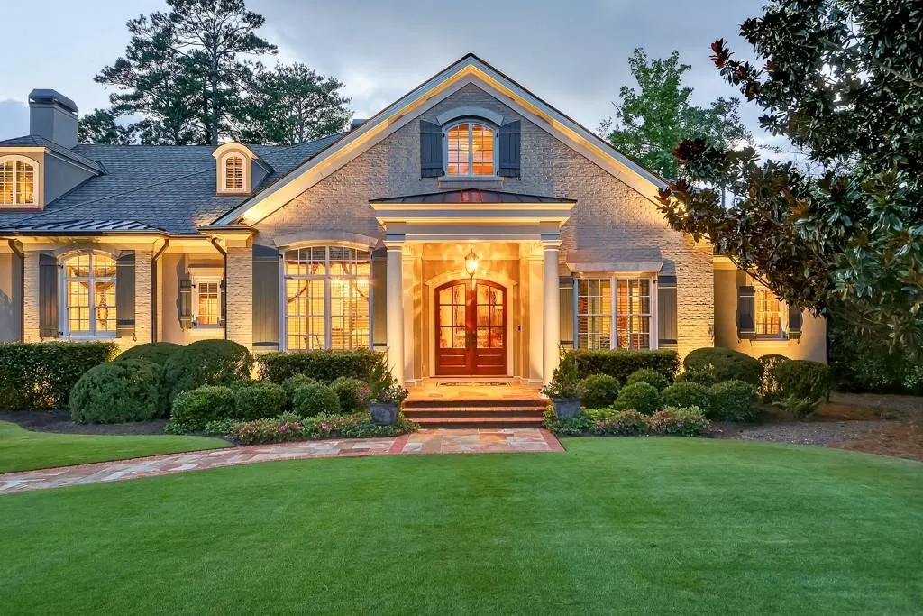 Front entry way at night