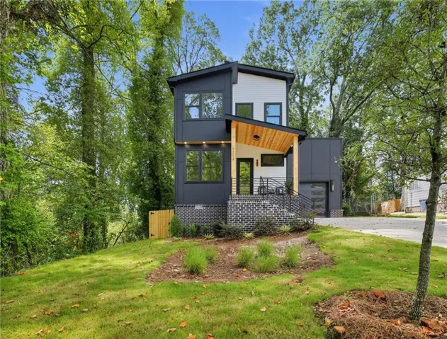 Modern architectural design with black and white siding