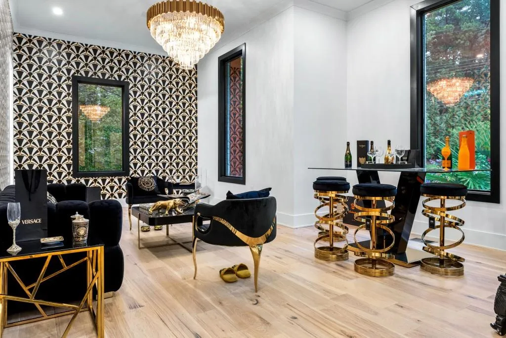 Living room with bar area