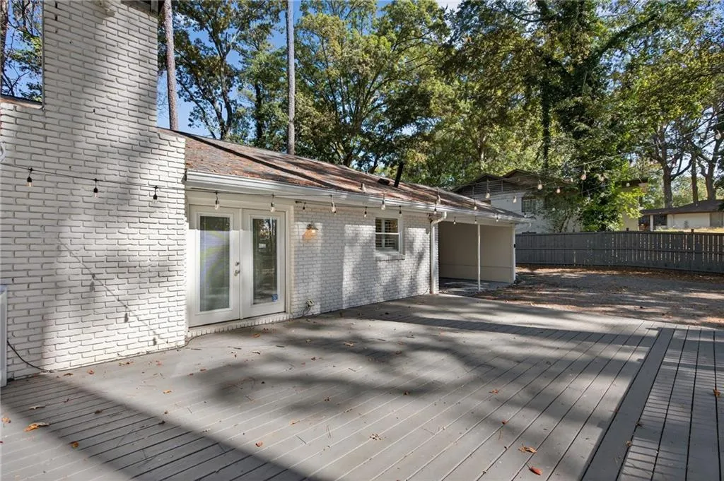Wooden deck with french doors