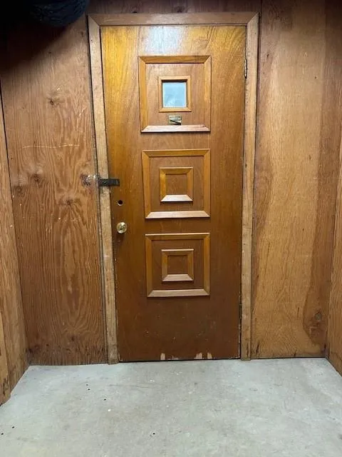 Door to community storage at the end of the storage hallway
