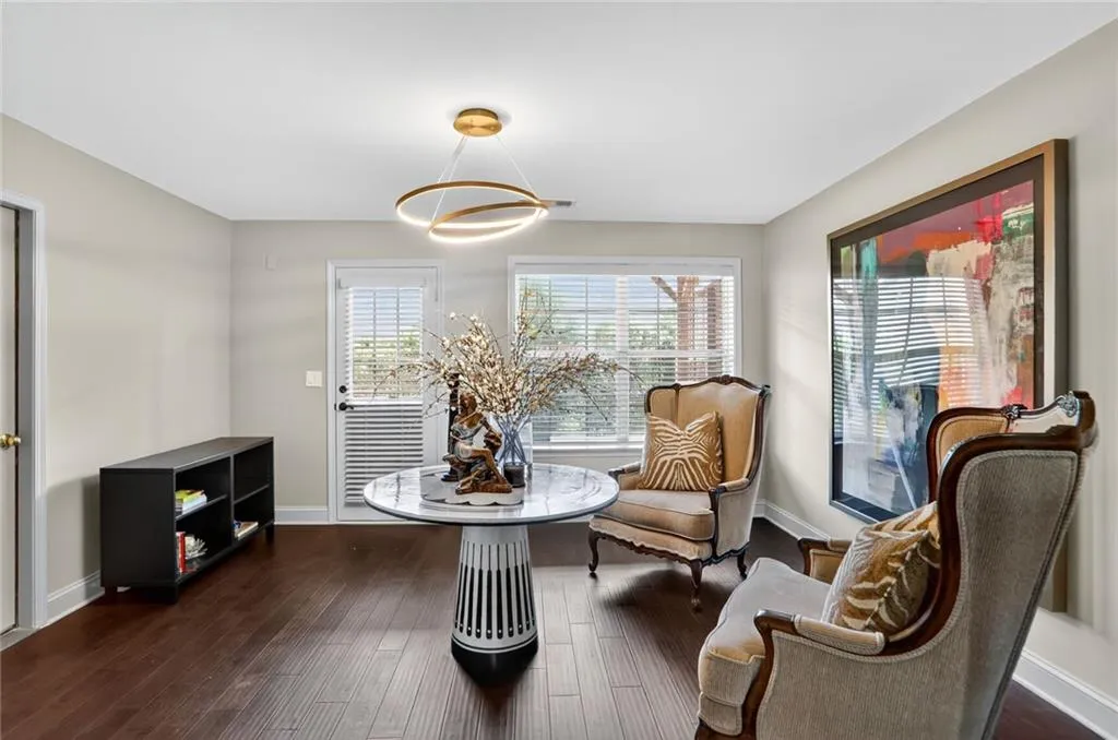 So many options for this lovely flex space located on the terrace level just down the hall from the entry foyer.   You can use as a 4th bedroom, office, exercise room, etc.   The door to the left is storage today yet stubbed for a bathroom - as easy add if needed.