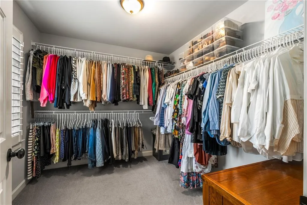 Walk in closet with carpet