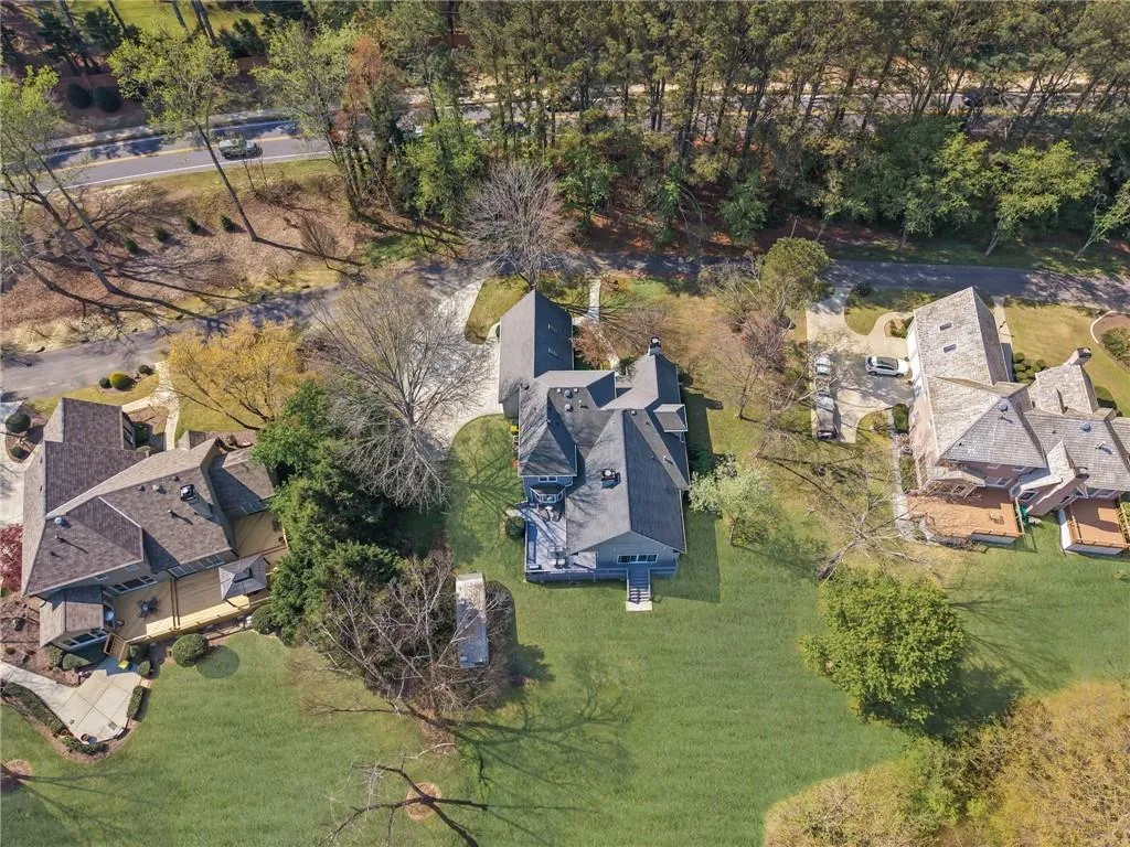 Aerial perspective of suburban area
