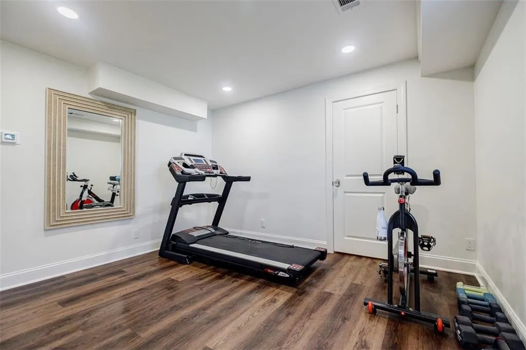 Walk down to newly added terrace level with Gym