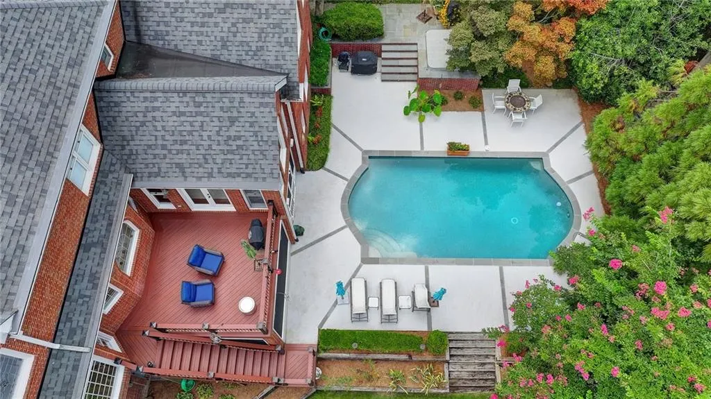 Aerial view of a pool area