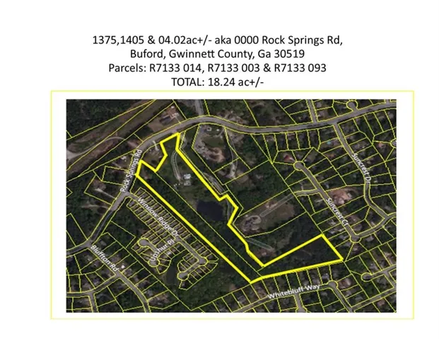 Assemblage of 3 parcels for sale 1405 Rock Springs Rd, 1375 Rock Springs Rd & Tax ID R7133 093 Total 18.24 acres +/-