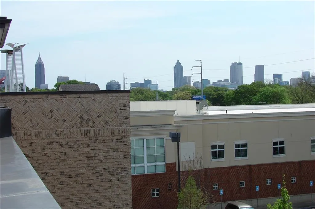View of city skyline from rooftopp