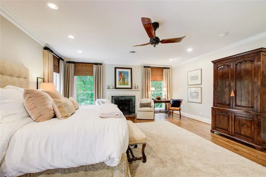 Fireside primary bedroom