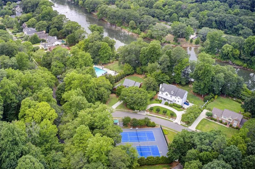 Views of tennis, community pool and Chattahoochee River