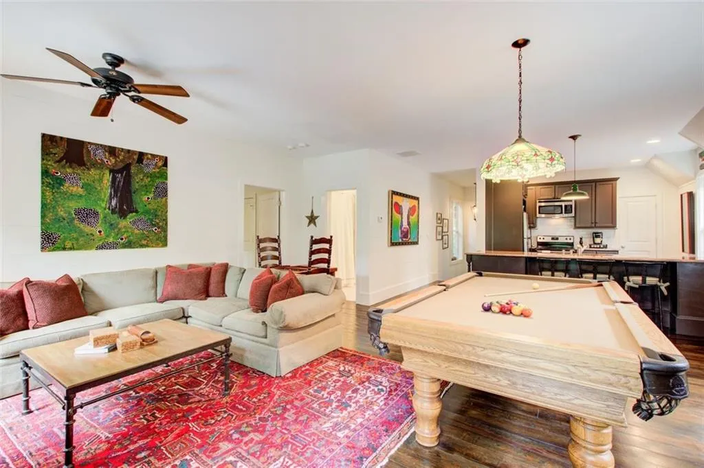 The carriage house includes a bedroom, bathroom,  kitchen and a loft. Who would want to leave this space?