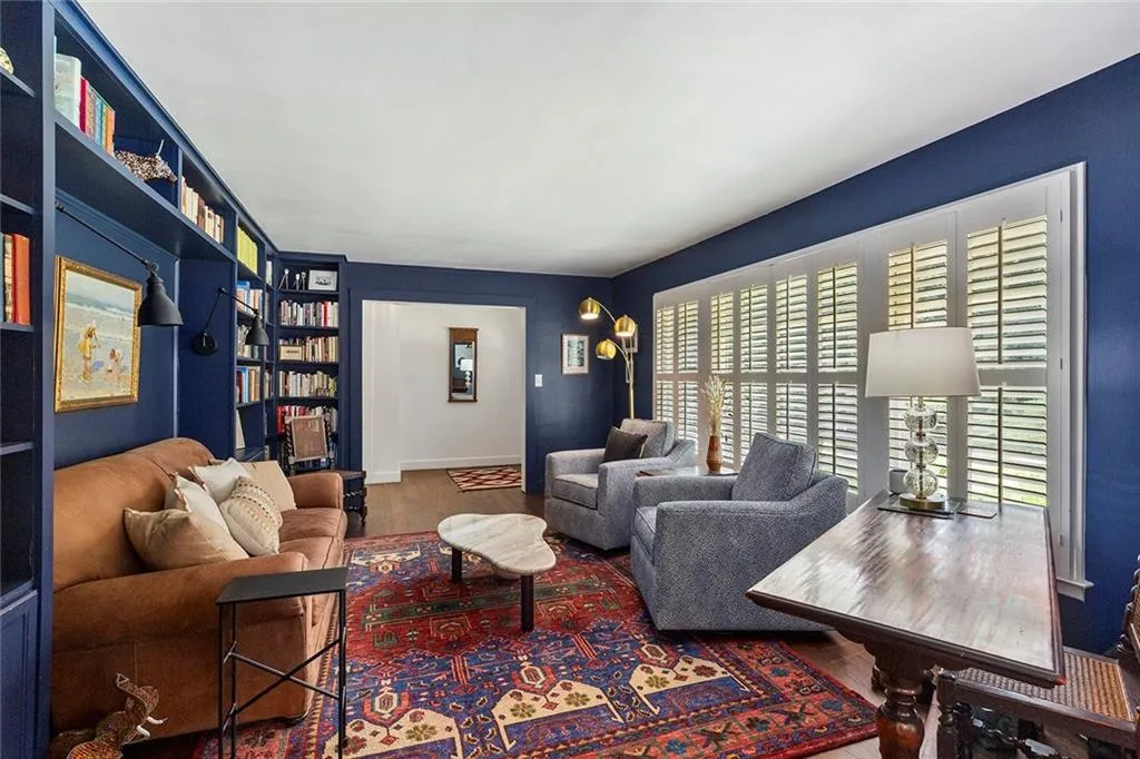 Living room with wood finished floors