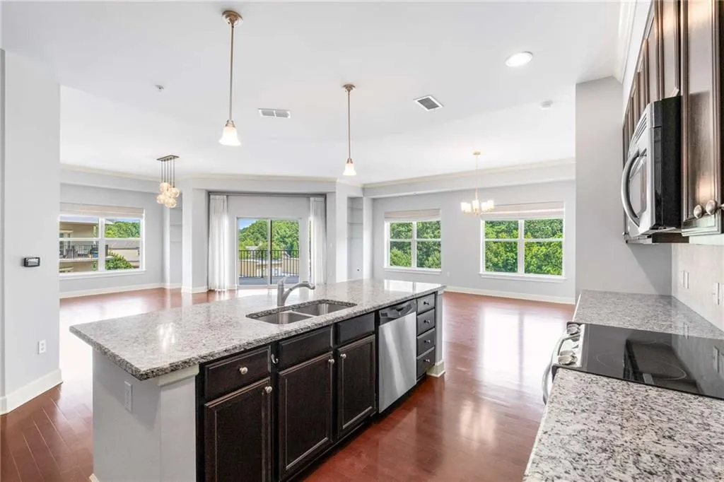 A wall of trees to gaze upon while making your meals.