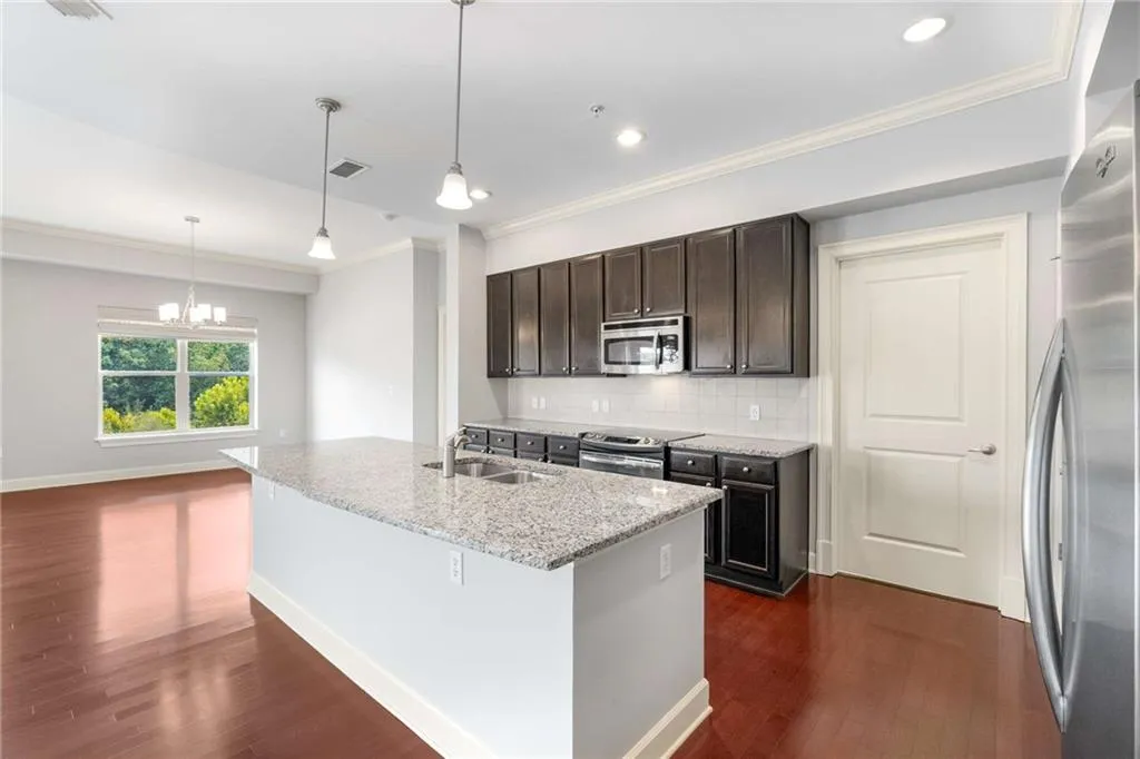 What a space to cook!  Loads of couterspace and natural light.