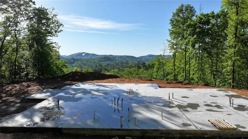 View of mountain background with a heavily wooded area