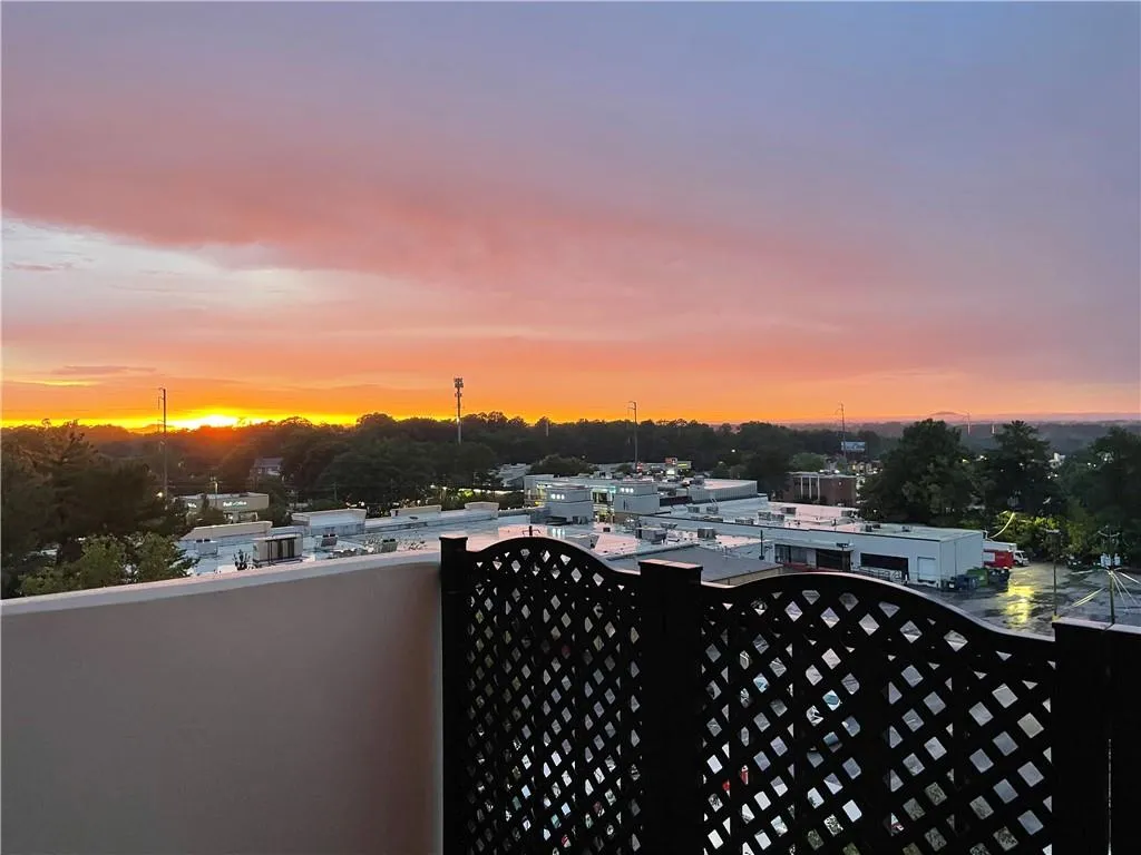 View of balcony at dusk