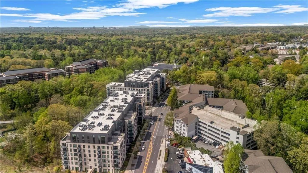 Bird's eye view of a heavily wooded area