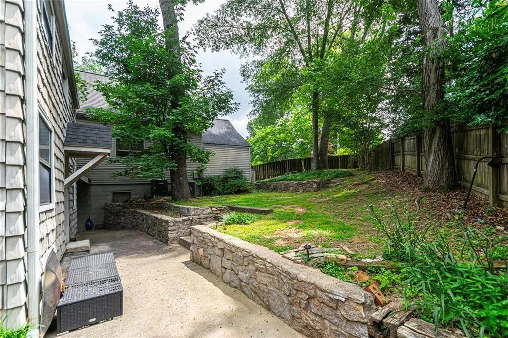 View of fenced backyard