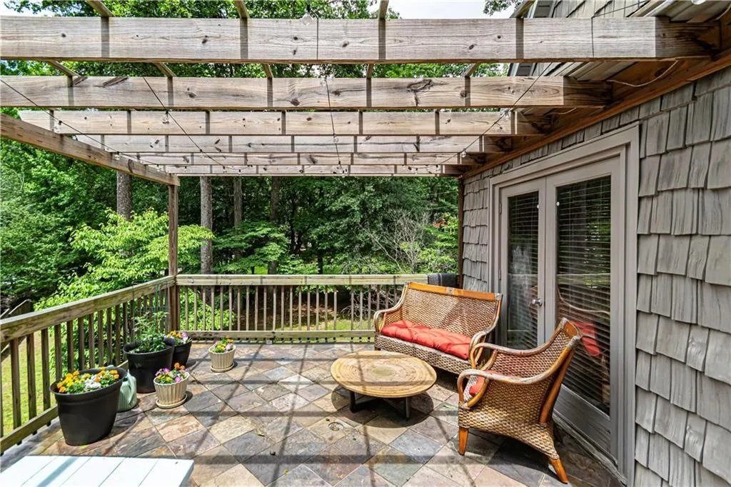 View of patio featuring a pergola