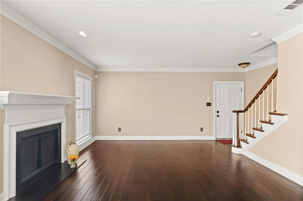 View of the cozy fireplace and mantle-- perfect to keep you warm in the winter!