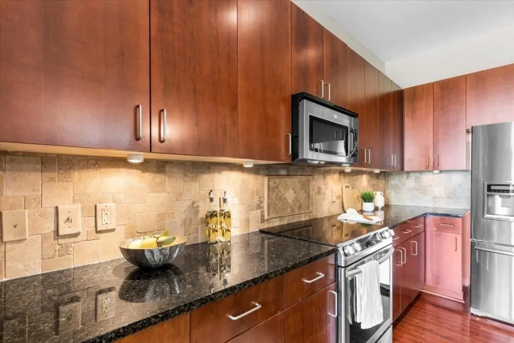 Kitchen with under cabinet lighting
