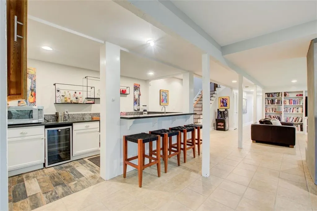 Wonderful terrace level living in this house. Two bedrooms and one bath downstairs.