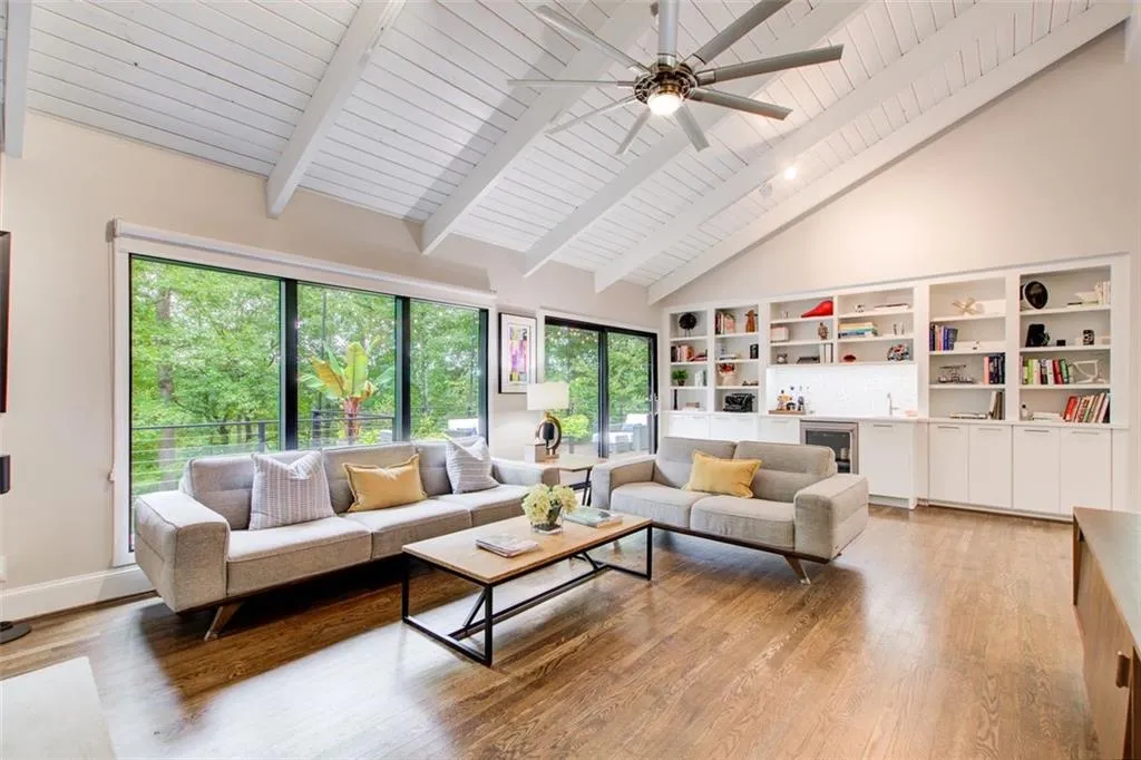 The perfect keeping room opens to the kitchen