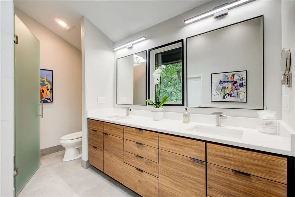 8 foot custom walnut double vanity!