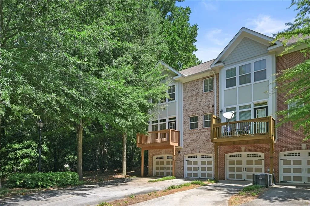 Back of unit has two separate garage doors.