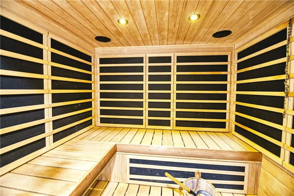 View of sauna featuring recessed lighting