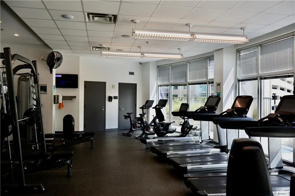 Workout area with a drop ceiling