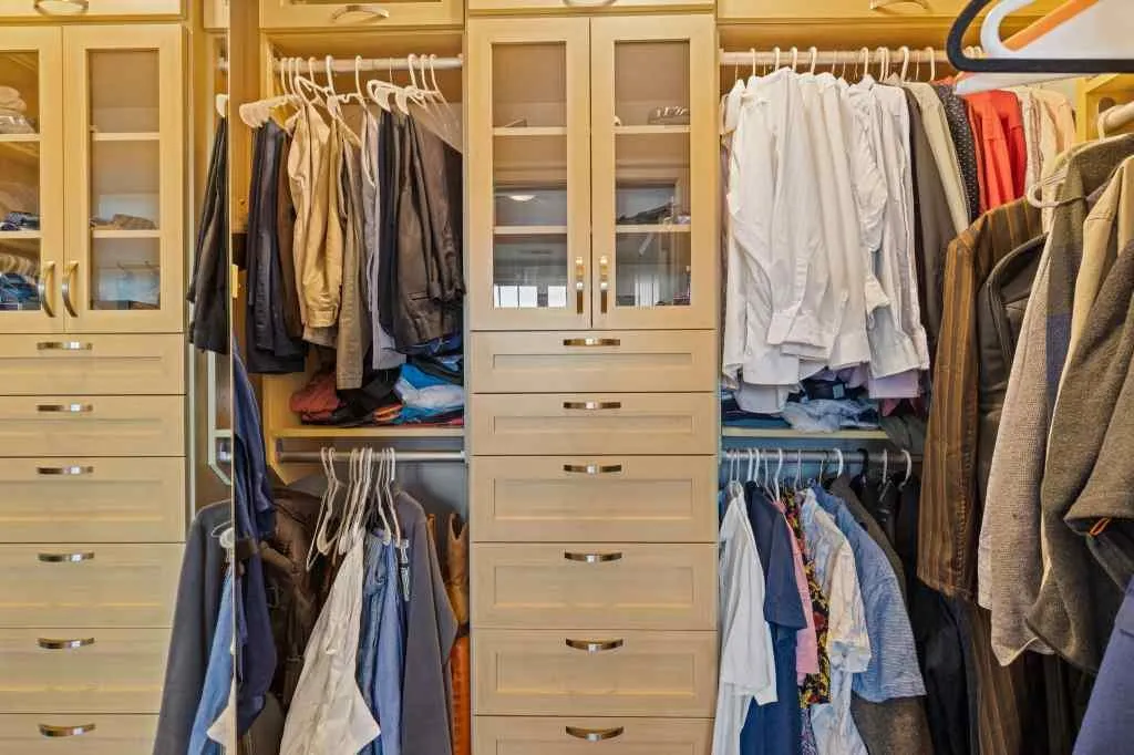 The Primary closet features a custom closet system.