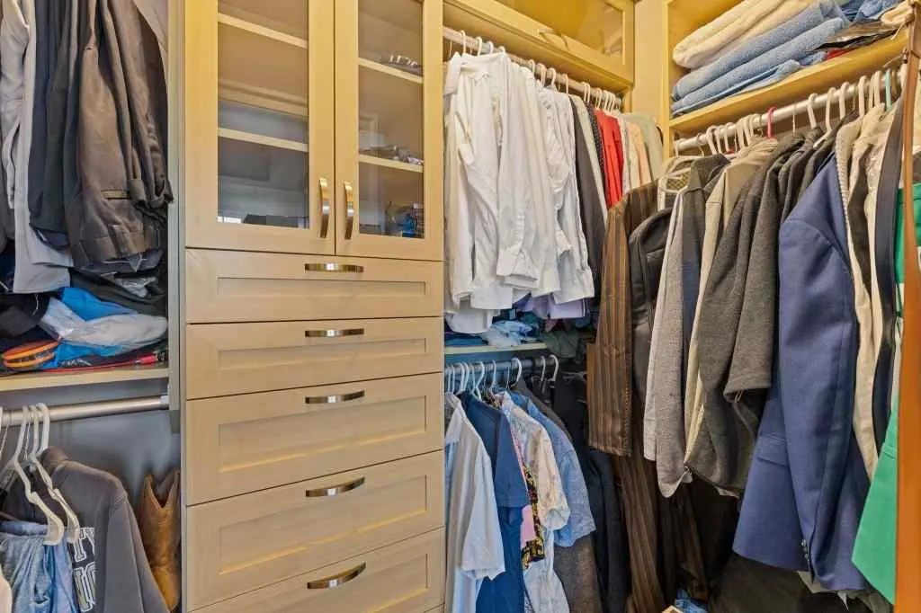 The Primary closet features a custom closet system.