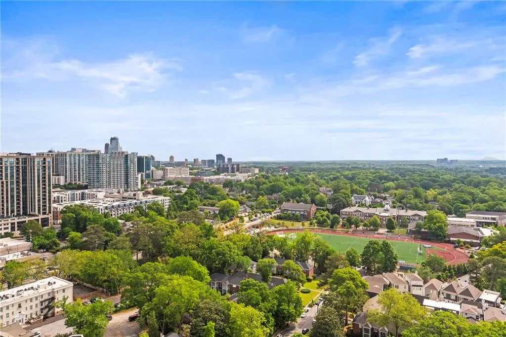 Buckhead Skyline - Atlanta International School, Stone Mountain on the horizon