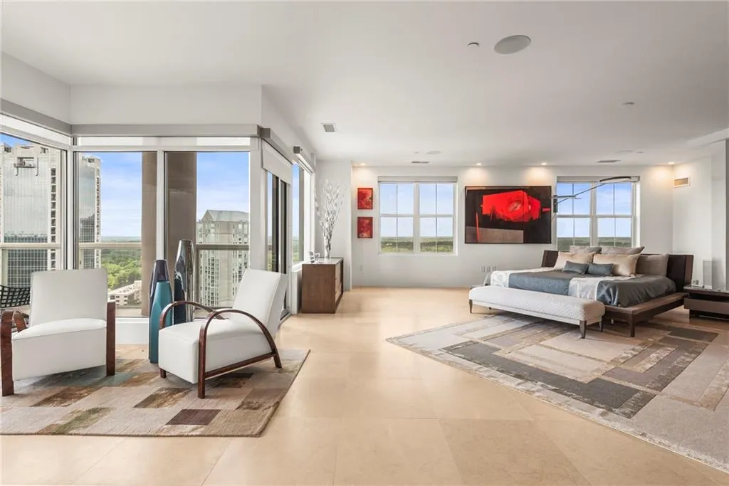 Beautiful Stone floors are great foundation for this primary suite