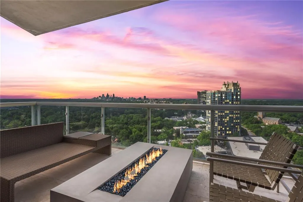 Enjoy the balcony off the living room for unimpaired views of midtown and downtown skyline
