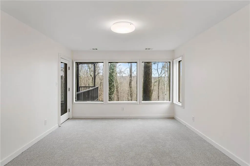 Unfurnished room featuring a wealth of natural light and light colored carpet