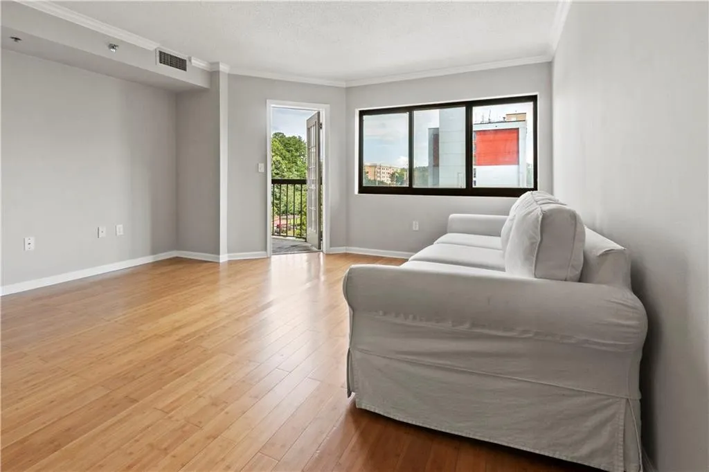 Spacious Living Room with Bamboo Flooring