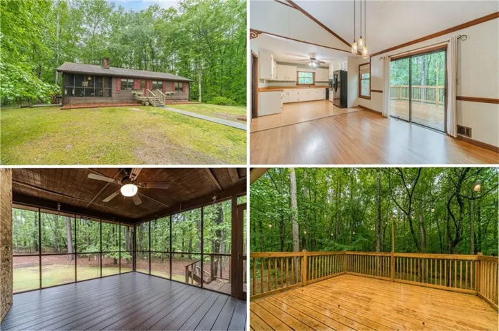 Property Images. Illustrating the exterior, interior, screened porch, and outdoor deck of the property