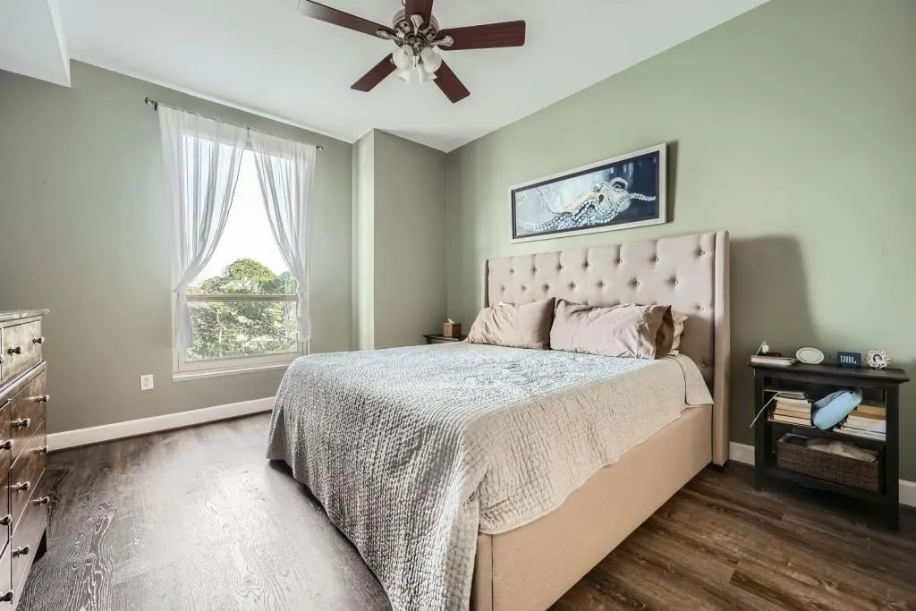 The primary suite offers a generous bedroom, also.