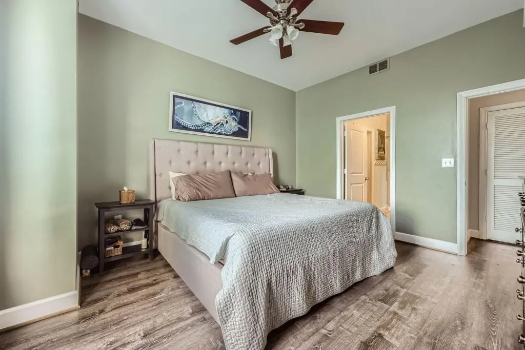 You'll love the easy to care for flooring in the bedrooms and ceiling fans!