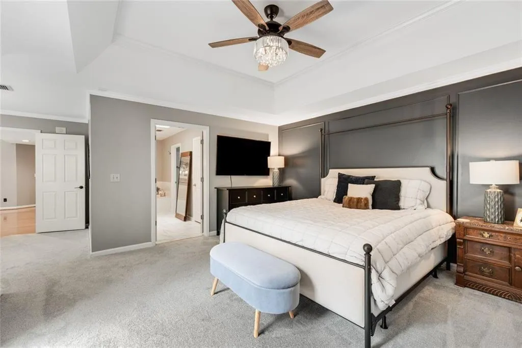 Veiw from bedroom area into the bathroom.