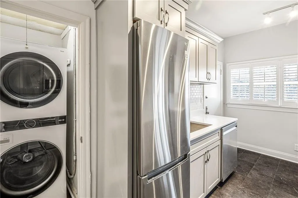 New washer and dryer in the laundry area off the kitchen.