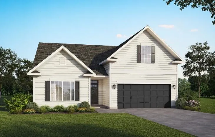 White siding exterior with a dark shingle roof