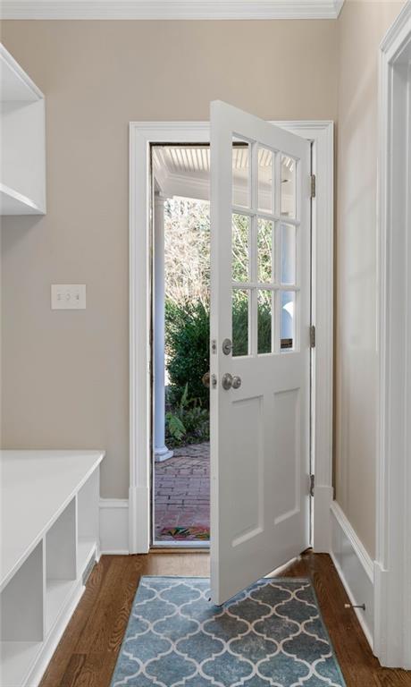 Entry from covered walkway to mud room.