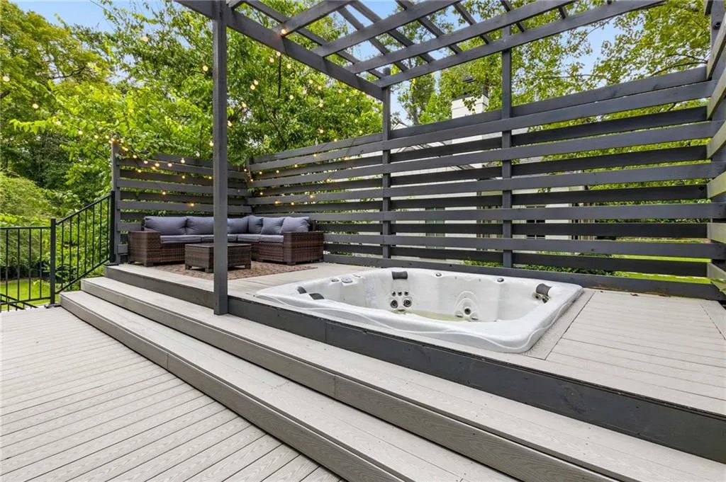 back deck with private jetted hot tub