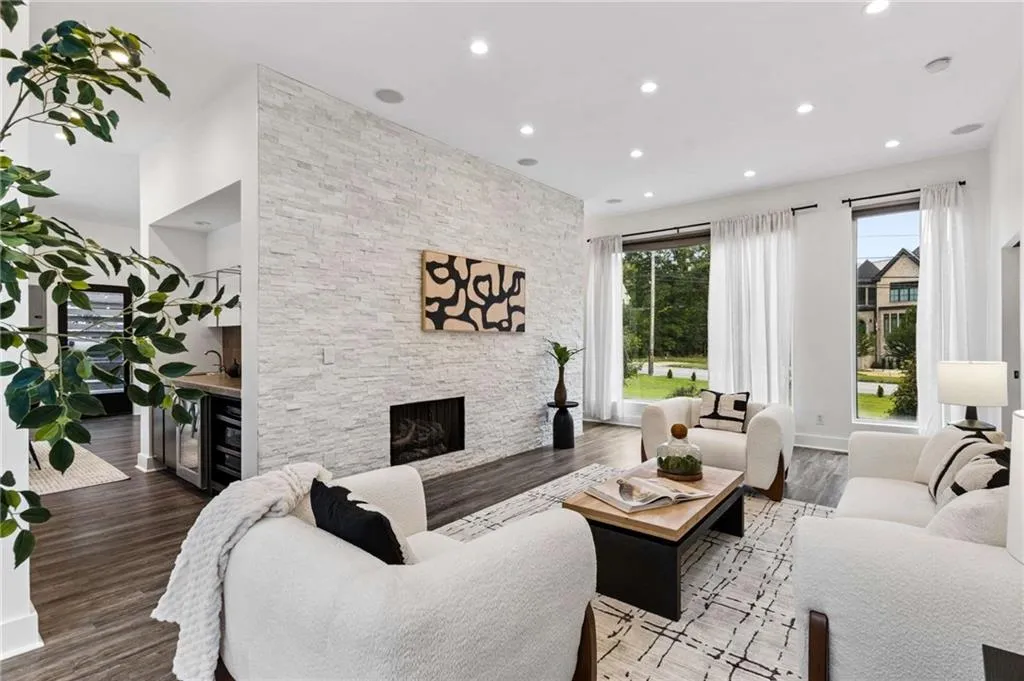 custom quartz fireplace wall